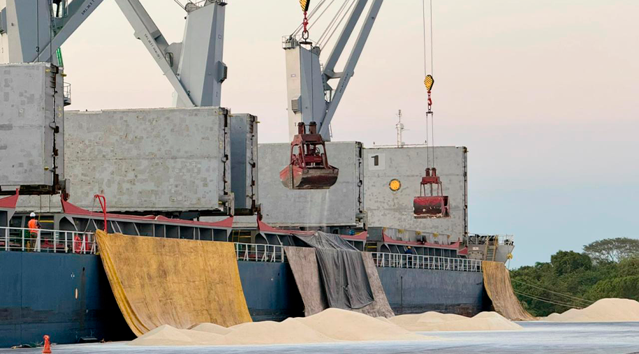 Puerto Chiapas registra arribo del buque granelero TSL Rosemary para exportación de azúcar